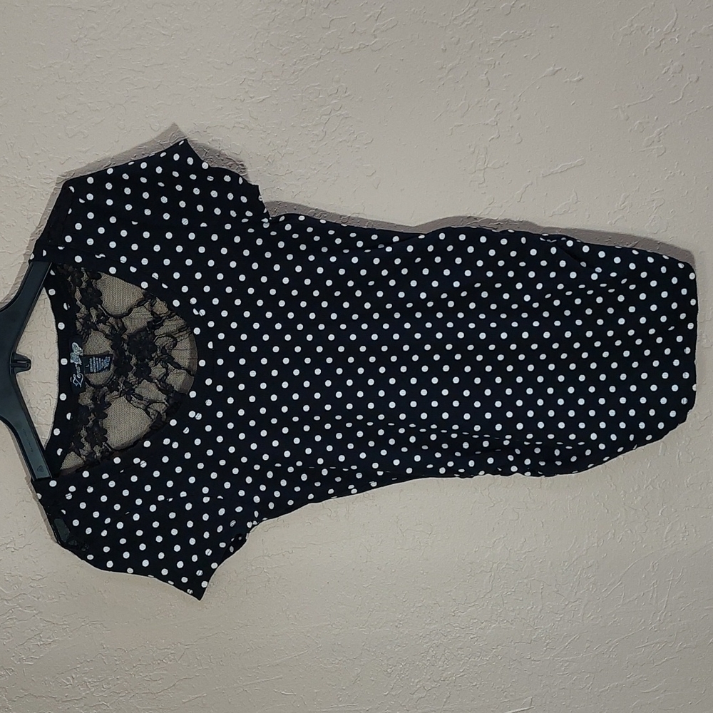 Lena,L, black w/white pocka dots